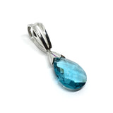 Pendant - Sleek Blue Teardrop Style Sterling Silver Pendant