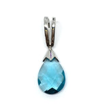 Pendant - Sleek Blue Teardrop Style Sterling Silver Pendant | Blingschlingers.com USA