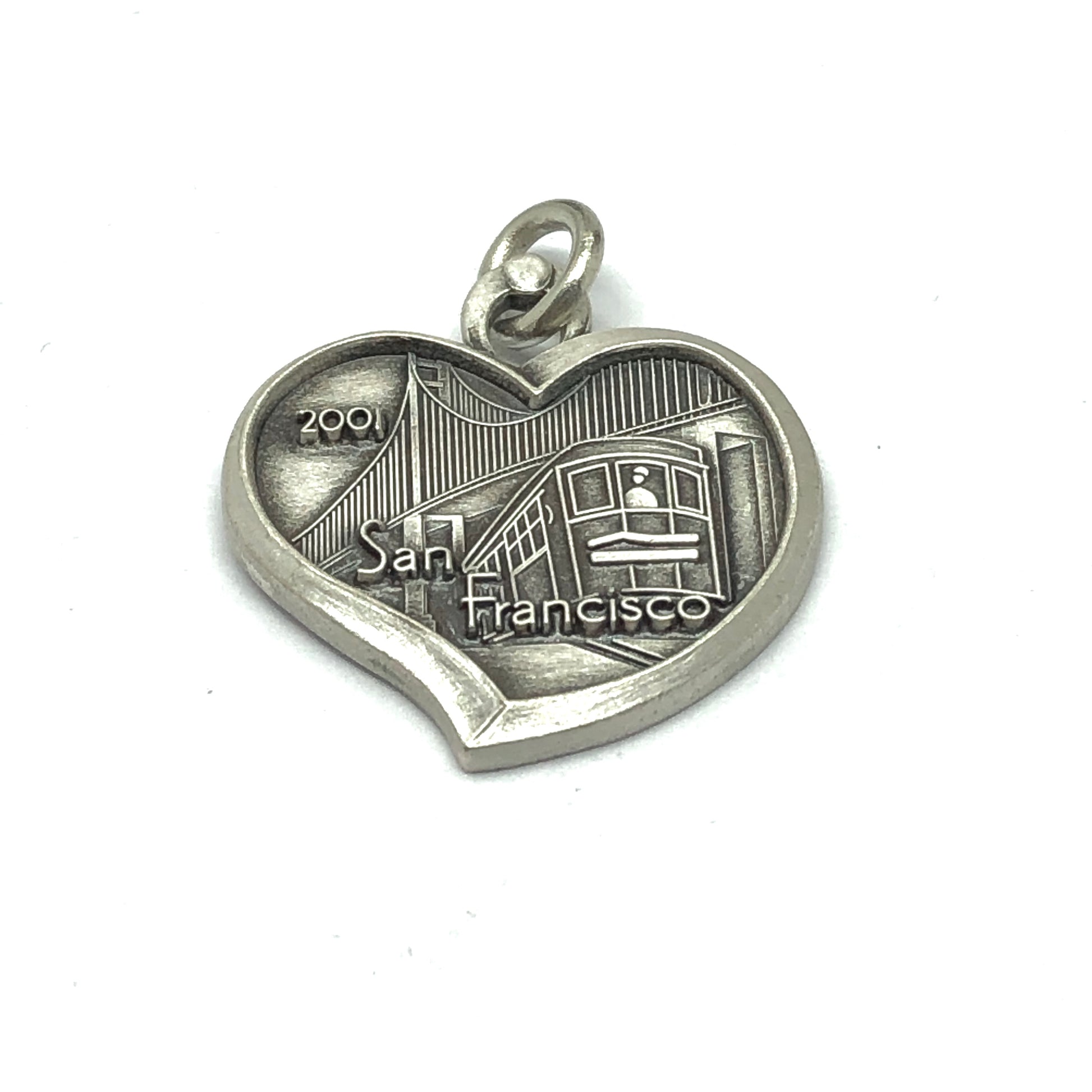 Vintage Jewelry - Sterling Silver 2001 San Francisco Golden Gate Bridge Heart Charm Pendant