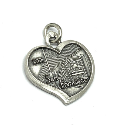 Vintage Jewelry - California Sterling Silver 2001 San Francisco Golden Gate Bridge Heart Charm Pendant