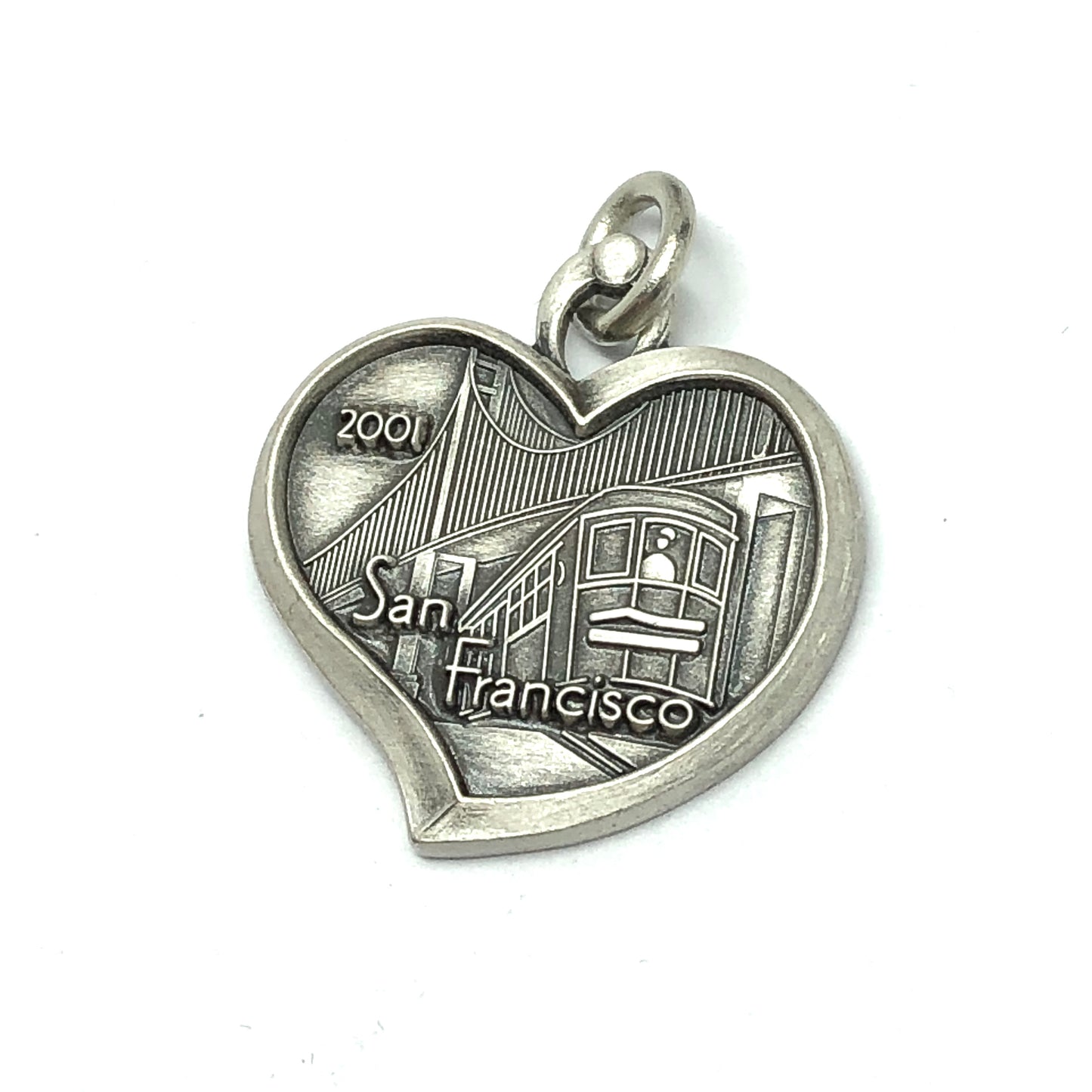 Vintage Jewelry - Sterling Silver 2001 San Francisco Golden Gate Bridge Heart Charm Pendant