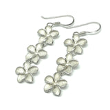 Ankle Bracelet 11.25 in | Matching Set 20" Sterling Silver Plumeria Flower Necklace, Earrings Bracelet Jewelry Set