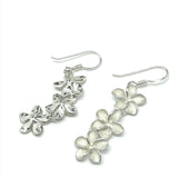 Ankle Bracelet 11.25 in | Matching Set 20" Sterling Silver Plumeria Flower Necklace, Earrings Bracelet Jewelry Set