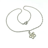Ankle Bracelet 11.25 in | Matching Set 20" Sterling Silver Plumeria Flower Necklace, Earrings Bracelet Jewelry Set