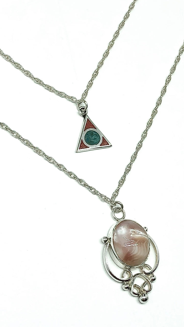 Necklaces | Womens 24" Sterling Silver Mauve Pearl Charm Necklace - Blingschlingers Jewelry