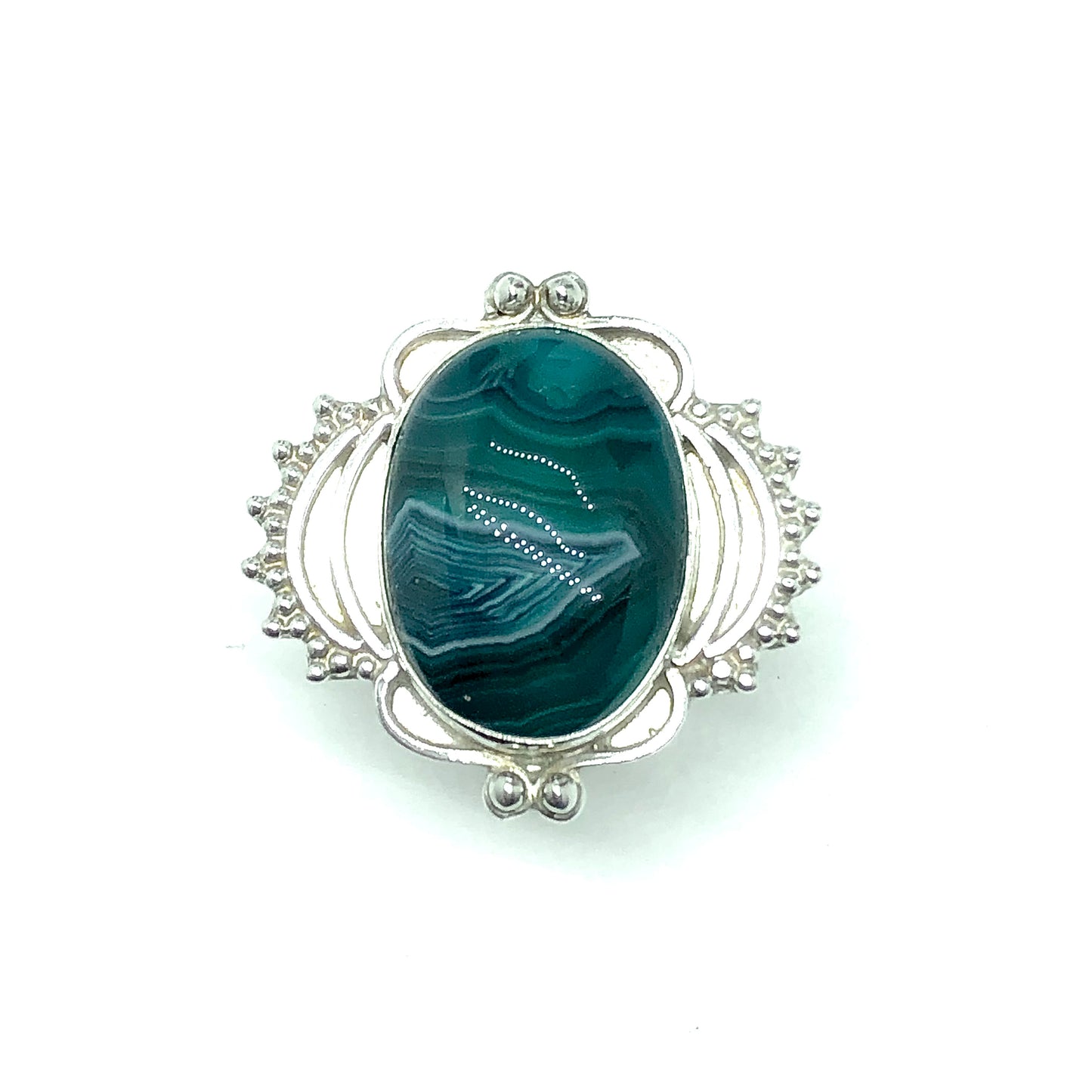 Trendy Rings Sterling Silver Teal Agate Stone Bold Boho Style 9.5 - Blingschlingers Discount Jewelry 
