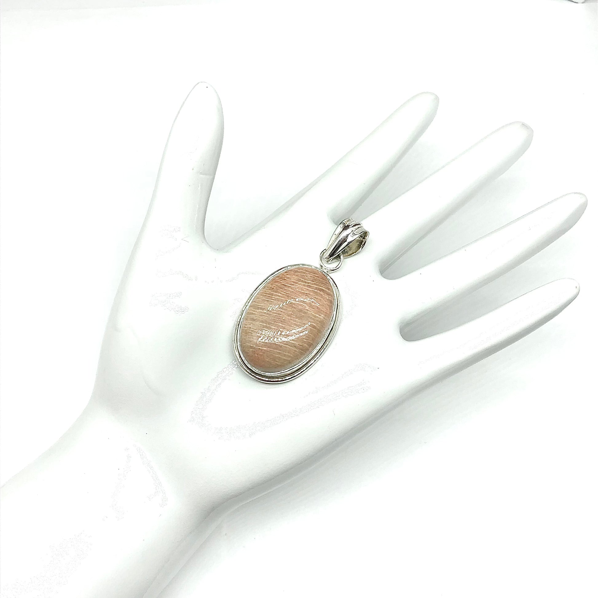 Fashion Pendants Sterling Silver Oval Agate Stone Pendant Unique Neutral Tone Style - Blingschlingers Jewelry