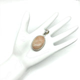 Fashion Pendants Sterling Silver Oval Agate Stone Pendant Unique Neutral Tone Style - Blingschlingers Jewelry