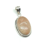 Pendants Sterling Silver Oval Agate Stone Pendant Unique Neutral Tone Style - Blingschlingers Jewelry