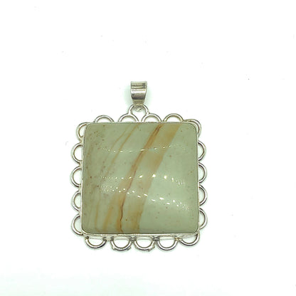 Jewelry | Big Bold Sterling Silver Tea Green Picture Jasper Stone Pendant
