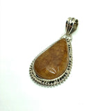 Necklace Pendants, Sterling Silver Trendy Natural Golden Amber Quartz Stone - Blingschlingers Jewelry