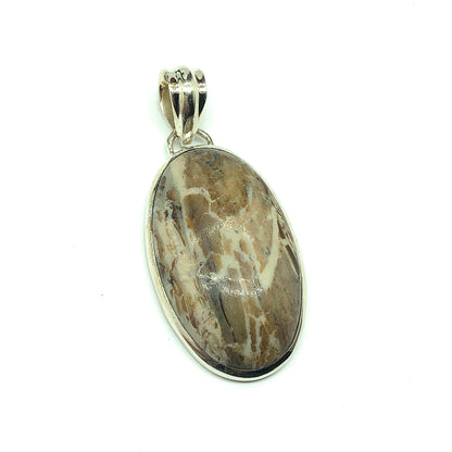 Pendants Oval Design Earth Tone Granite Stone Sterling Silver - Affordable Jewelry Online at Blingschlingers Jewelry
