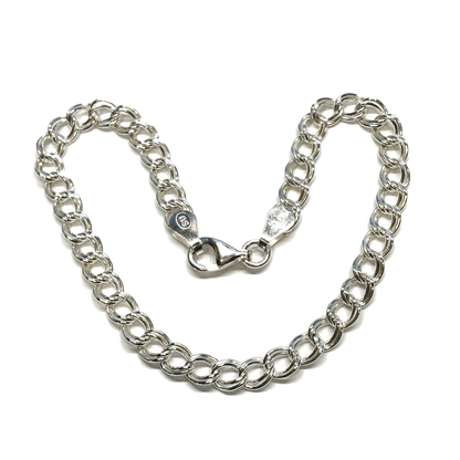 Bracelet - 925 Sterling Silver 7 1/8" Petite Double Curb Link Bracelet - Chino Chain Bracelet