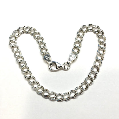 Bracelet - 7 1/8" Sterling Silver Petite Double Chino Link Charm Bracelet - Blingschlingers Jewelry