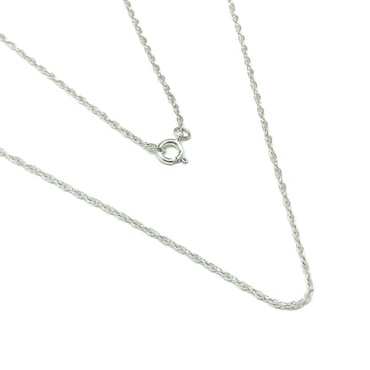 24" Sterling Silver Necklace | Delicate Fine Spiral Style 925 Silver Rope Chain Necklace