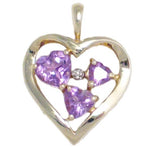 Pendant | Womens 10k Gold Amethyst Diamond Open Heart Pendant | Jewelry