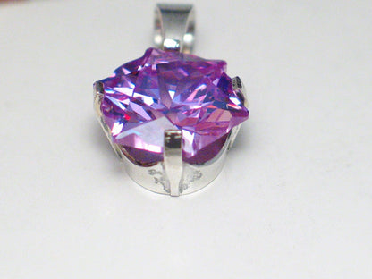 Sone Pendant, Sterling Silver Sparkly Purple Fantasy cut Star CZ Pendant