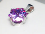 Stone Pendants | Sparkly! Sterling Silver Star Cut Purple CZ Pendant | Womens Estate Fine Jewelry online at Blingschlingers.com
