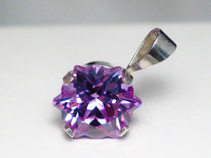 Sone Pendant, Sterling Silver Sparkly Purple Fantasy cut Star CZ Pendant