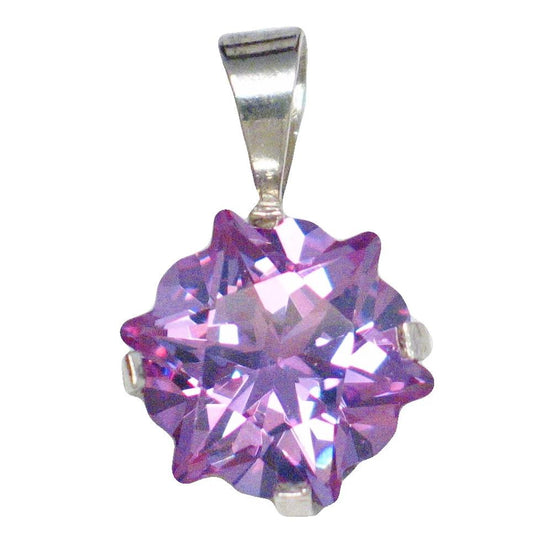 Sone Pendant, Sterling Silver Sparkly Purple Fantasy cut Star CZ Pendant