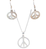 Chain | Womens Sterling Silver Peace Symbol Earrings & Pendant Necklace set | Necklace