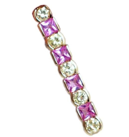 Gold Pendant | Womens 14k Gold Sterling Silver Pink & Canary Yellow Cz Bar Pendant | Jewelry