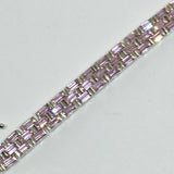 Jewelry > Bracelet - Womens Sterling Silver Sparkly Pink Cubic Zirconia Stone Tennis Bracelet