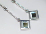 Sterling Silver Mocha Pearl Inlay Geometric Design Dangle Earrings | Womens Jewelry