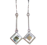 Sterling Silver Mocha Pearl Inlay Geometric Design Dangle Earrings | Womens Jewelry