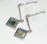Fawn Mosaic | Sterling Silver Dangle Earrings w/ Mother of Pearl - Blingschlingers Jewelry
