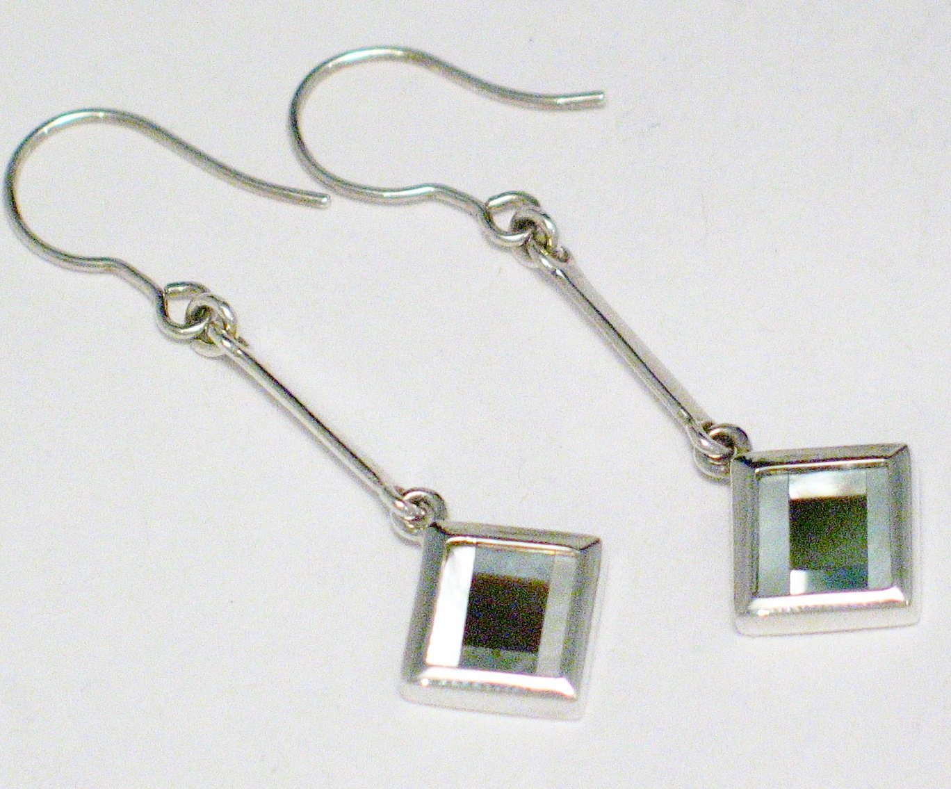 Dangle Earrings, Sterling Silver Bar & Drop Design Light Mocha Pearl Earrings