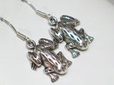 Silver Earrings | Sterling 3D Frog Charm Dangle Earrings | Discount Overstock Jewelry