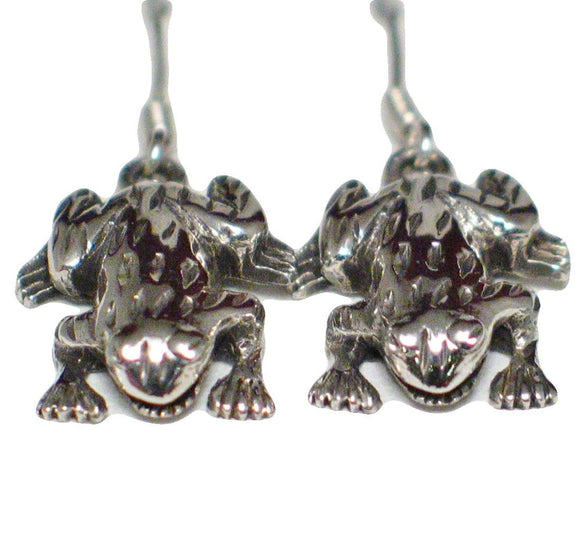 Silver Earrings | Sterling 3D Frog Charm Dangle Earrings | Discount Overstock Jewelry