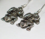Silver Earrings | Sterling 3D Frog Charm Dangle Earrings | Discount Overstock Jewelry