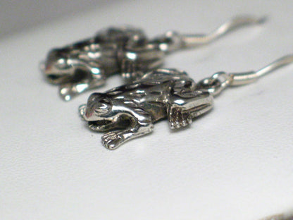 Silver Earrings | Sterling 3D Frog Charm Dangle Earrings | Discount Overstock Jewelry