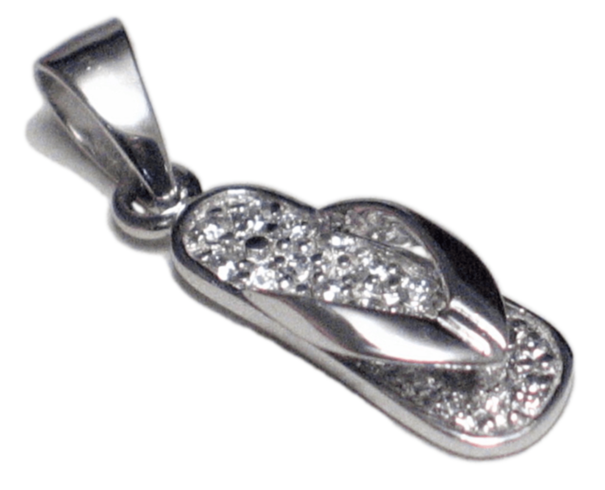 Flip-flop Pendant, Mens Womens Shimmery Cubic Zirconia Sandal, Sterling Silver Pendant- Blingschlingers Jewelry