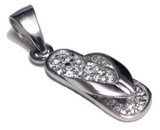 Jewelry Pendant Sterling Silver Pave Cubic Zirconia Sandal Flip Flop Pendant - Blingschlingers Jewelry
