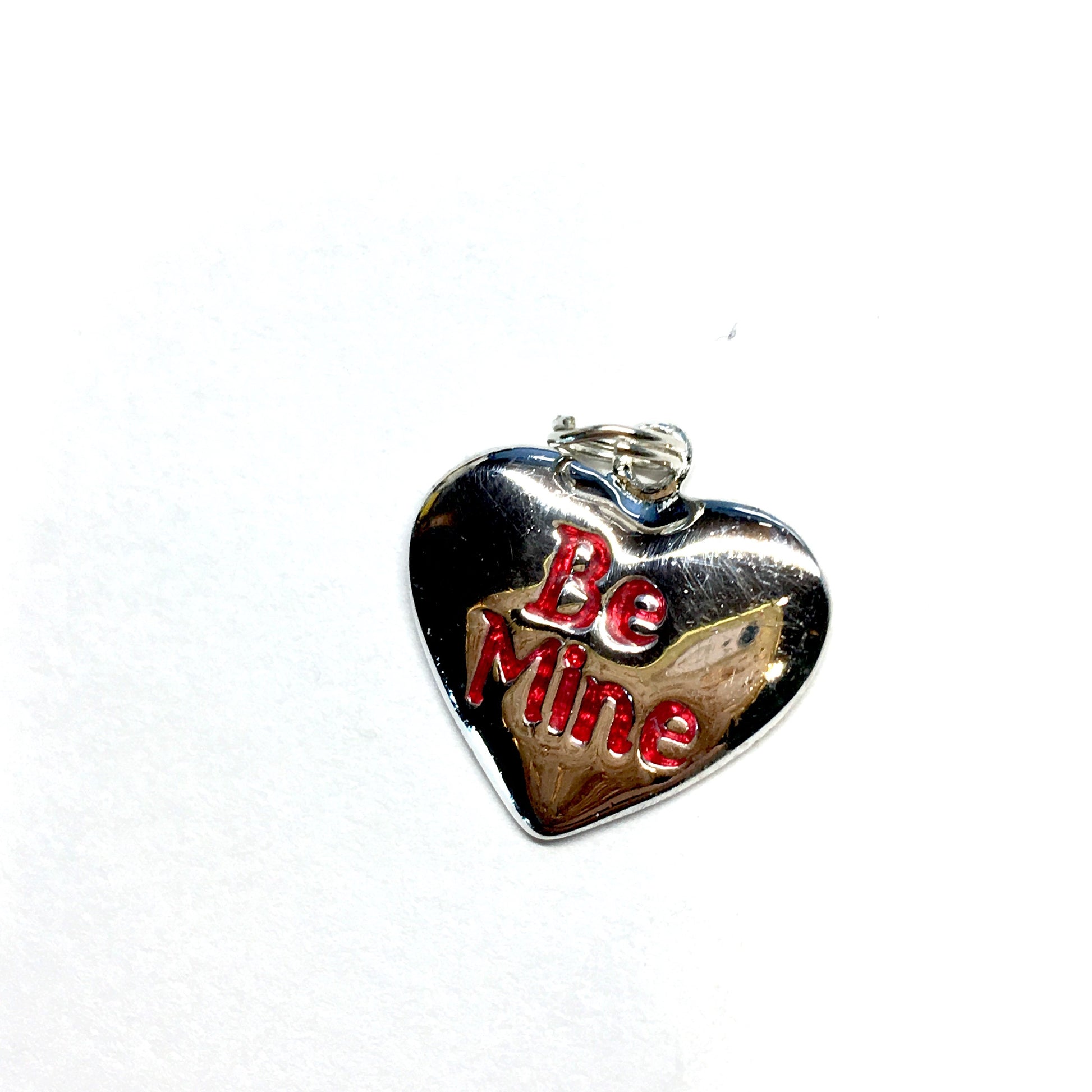 Charm Womens Sterling Silver Be Mine Charm - 925 Silver Red Enamel Heart Bracelet Charm