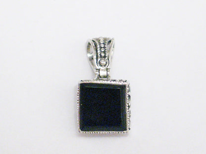 Pendant, Sterling Silver Reversible Filigree Black Stone Pendant