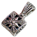Silver Pendants | Reversible Sterling Silver Black Stone Cross Filigree Pendant | Discount Estate Jewelry website at www.Blingschlingers.com