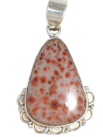 Pendants | Sterling Silver Orange Speckled Jasper Stone Teardrop Pendant | Jewelry
