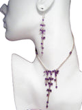 Earrings | 3.5" Sterling Silver Beaded Amethyst Earrings & Tassel Necklace set 18" | Jewelry