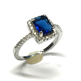 Pre-owned Jewelry - Womens sz 7.5 Sapphire Blue Cz Halo Ring