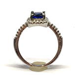 Pre-owned Jewelry - Womens sz 7.5 Sapphire Blue Cz Halo Ring