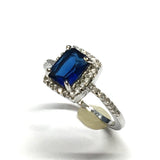 Pre-owned Jewelry - Womens sz 7.5 Sapphire Blue Cz Halo Ring