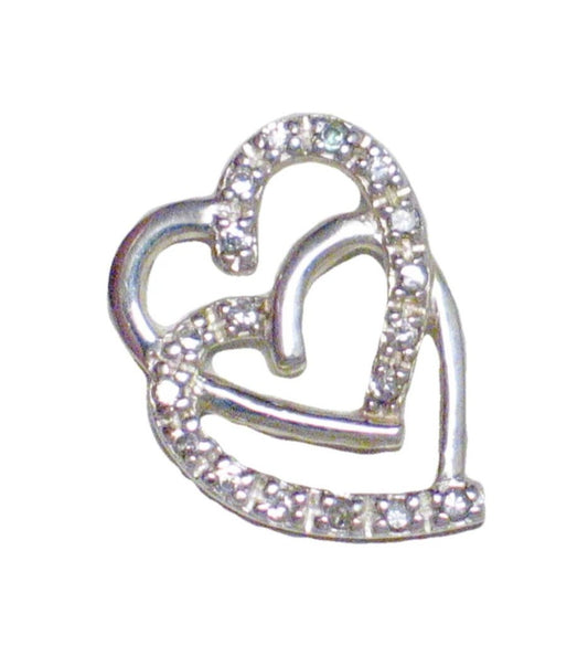 Sterling Silver Pendant, White Cubic Zirconia Double Heart Pendant