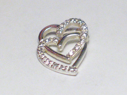 Silver Pendants | Sterling White Cubic Zirconia Double Heart Pendant | PreOwned Jewelry online