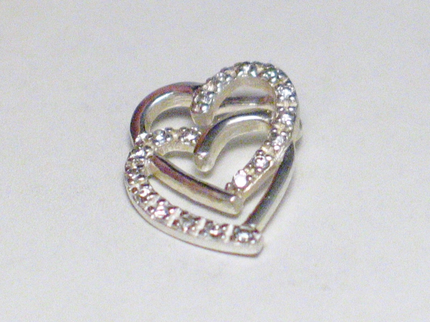Sterling Silver Pendant, White Cubic Zirconia Double Heart Pendant