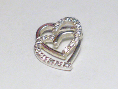 Sterling Silver Pendant, White Cubic Zirconia Double Heart Pendant