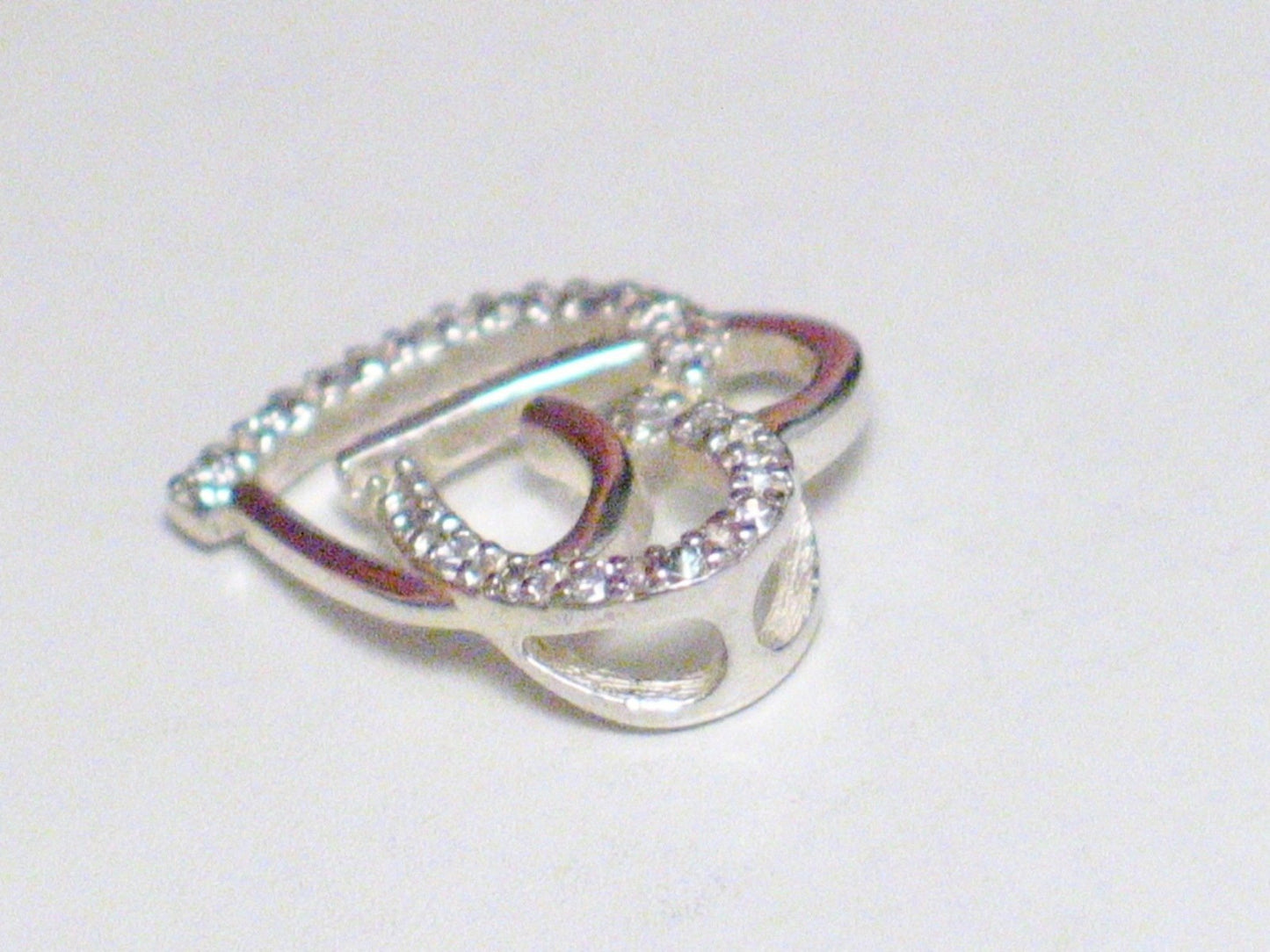 Sterling Silver Pendant, White Cubic Zirconia Double Heart Pendant